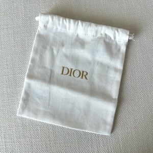 NEW DIOR WHITE DRAWSTRING POUCH COTTON SMALL